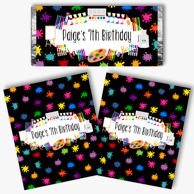 Personalised Art Party Mini Chocolate Labels