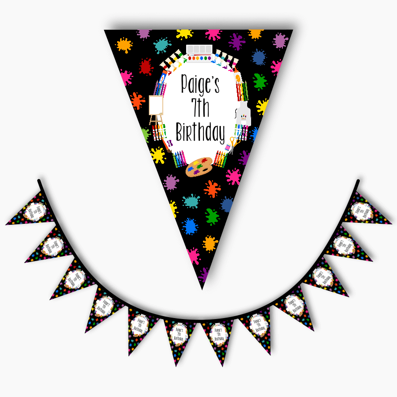 Personalised Art Birthday Party Flag Bunting