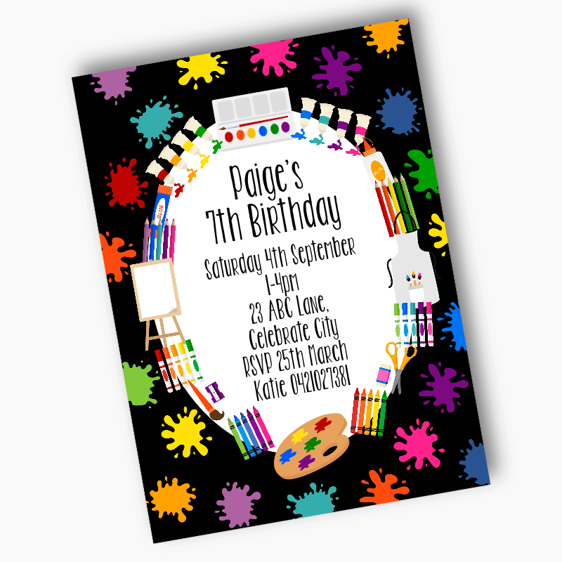 Personalised Art Birthday Party Invites