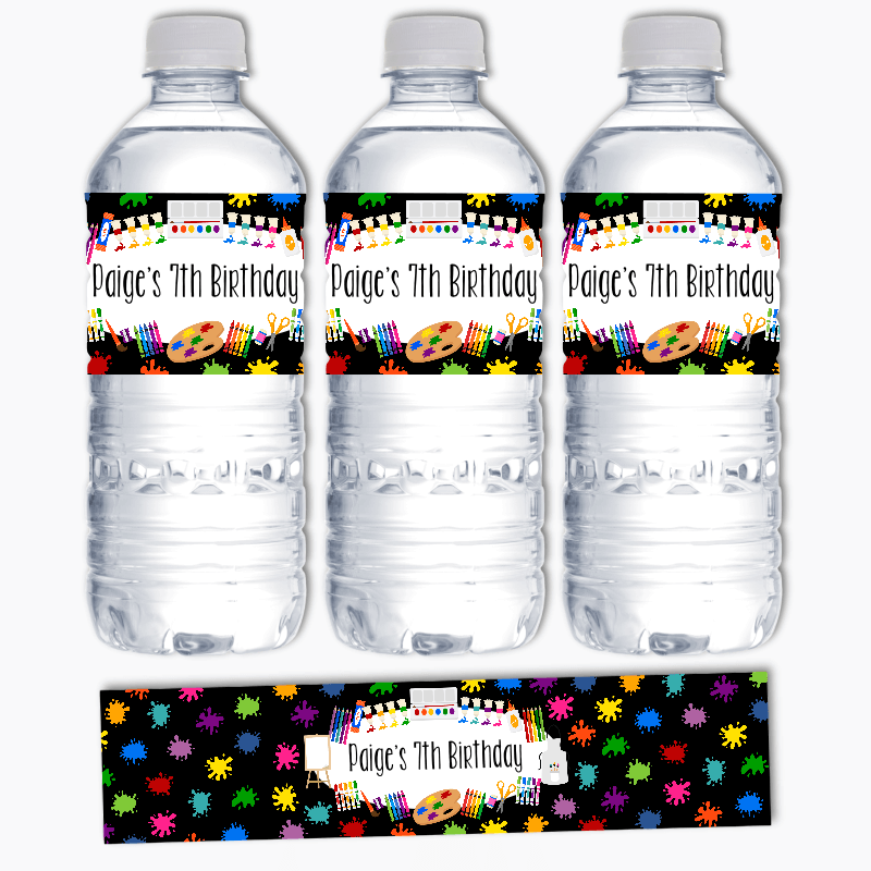 Personalised Art Party Water Bottle Labels