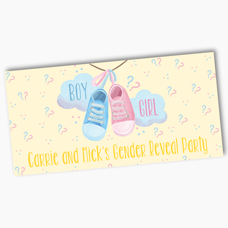 Personalised Baby Booties Gender Reveal Party Banners