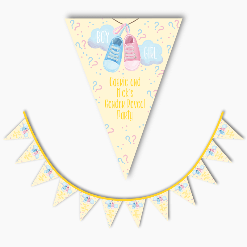 Personalised Baby Booties Gender Reveal Party Flag Bunting