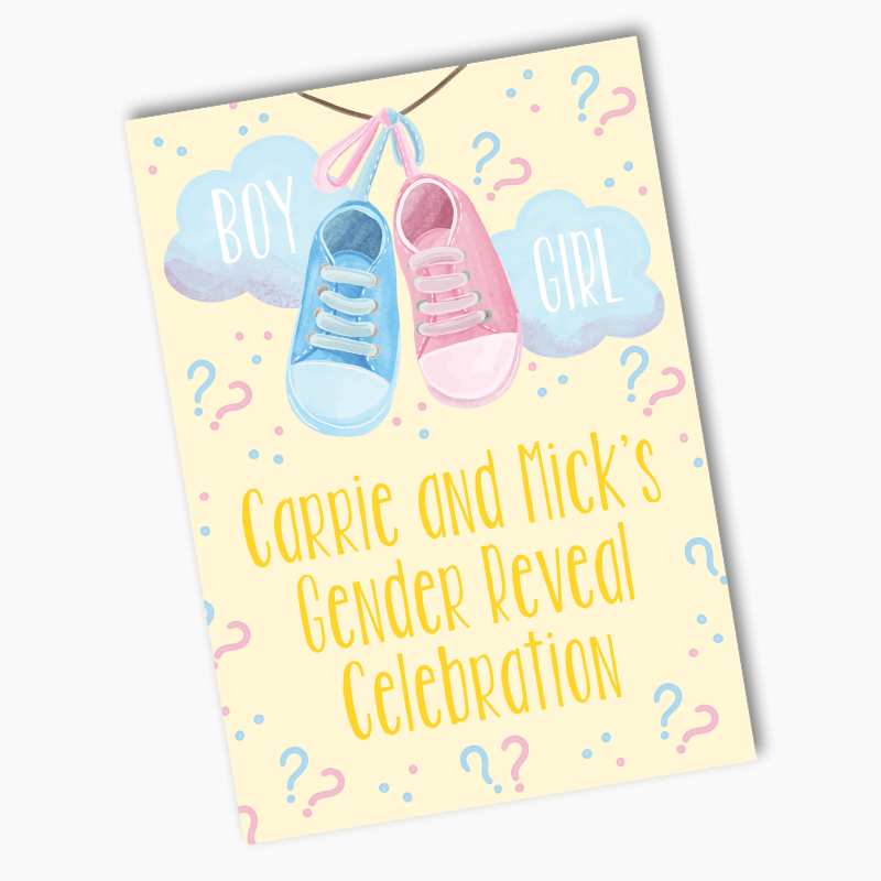Personalised Baby Booties Gender Reveal Party Posters