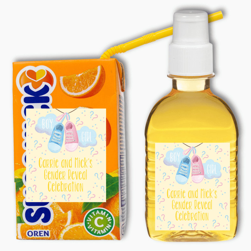 Baby Booties Gender Reveal Party Rectangle Favour Stickers