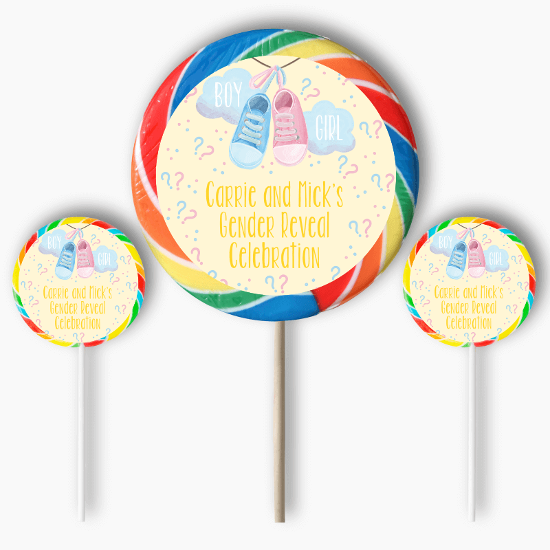 Personalised Baby Booties Gender Reveal Party Round Stickers