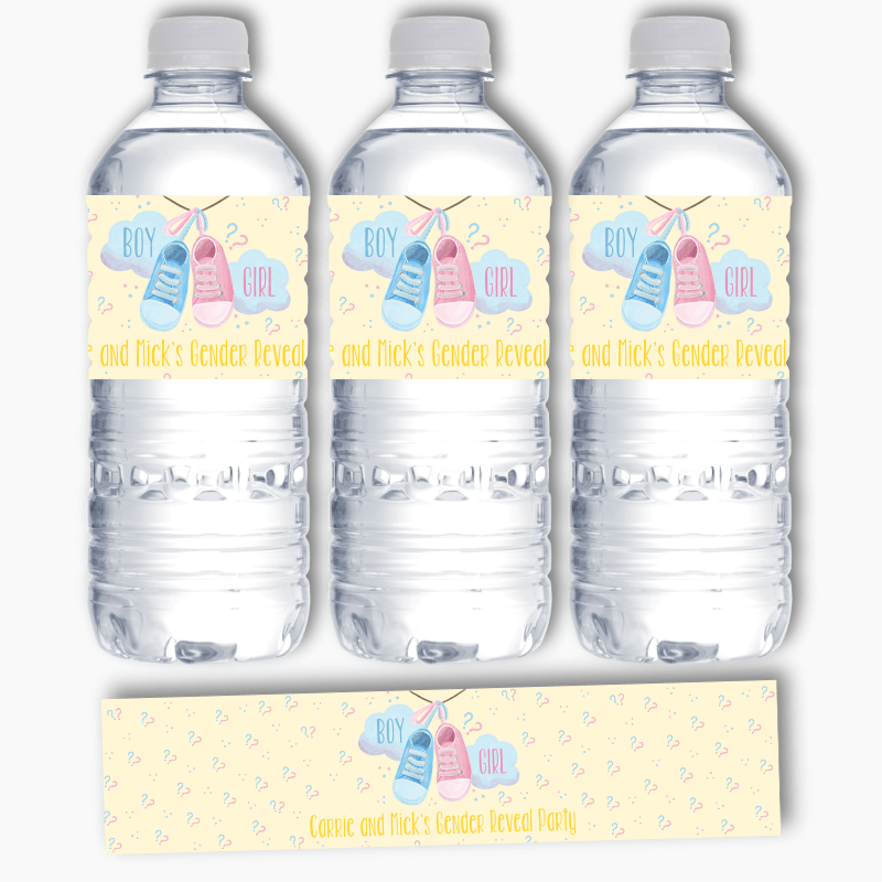 Personalised Baby Booties Gender Reveal Water Labels