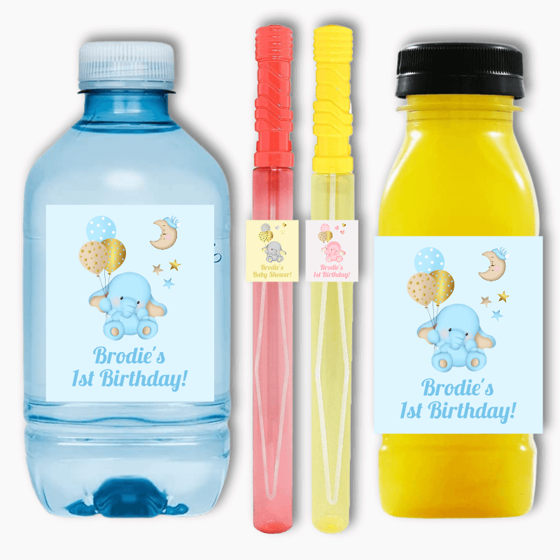 Baby Elephant Party Rectangle Favour Stickers