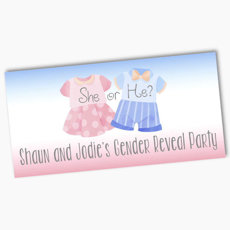 Personalised Baby Outfits Gender Reveal Party Banners