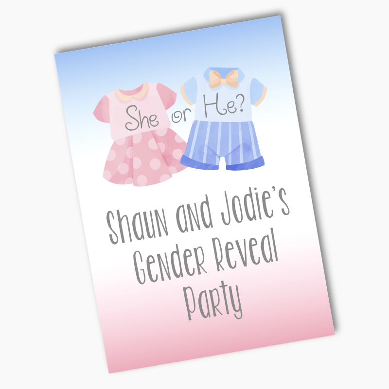 Personalised Baby Outfits Gender Reveal Party Posters
