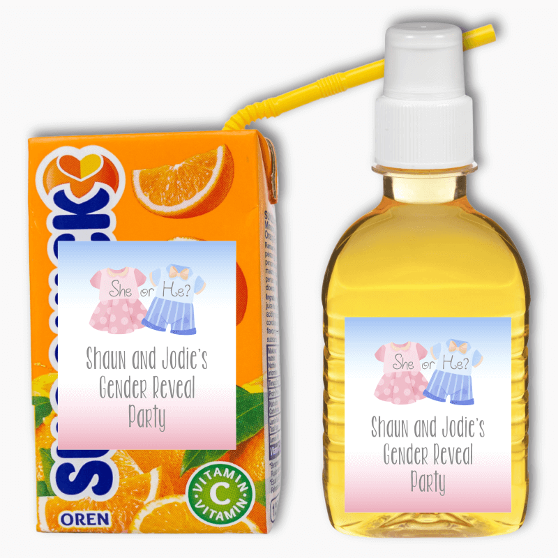 Baby Outfits Gender Reveal Party Rectangle Drink Labels