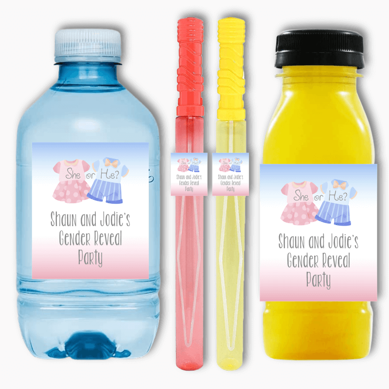 Baby Outfits Gender Reveal Party Rectangle Favour Stickers