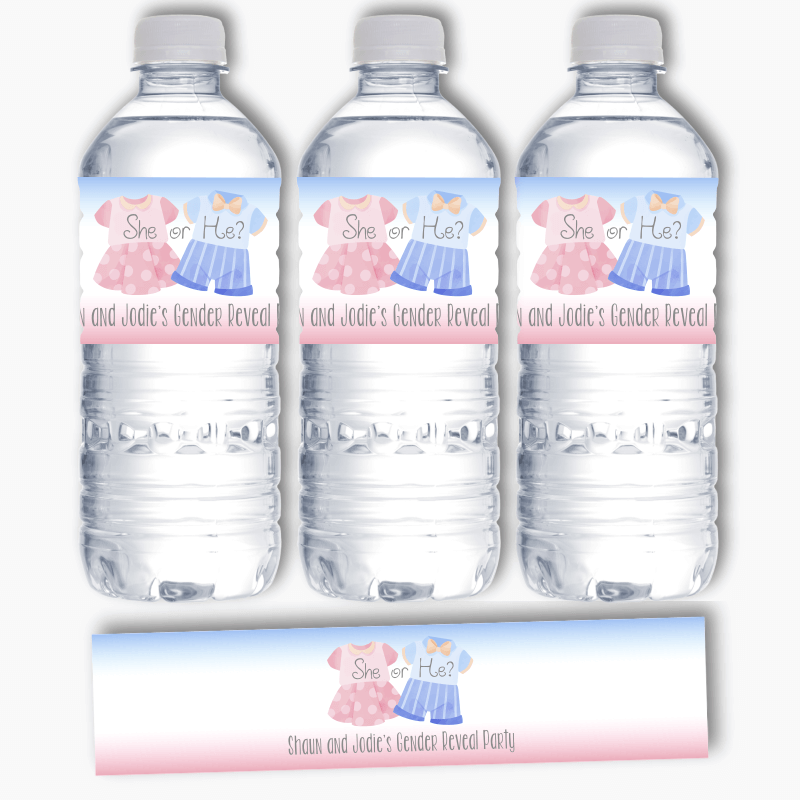 Personalised Baby Outfits Gender Reveal Water Labels