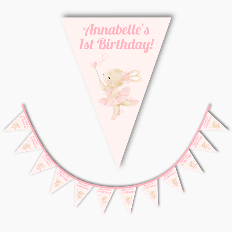 Personalised Ballet Bunny Birthday Party Flag Bunting