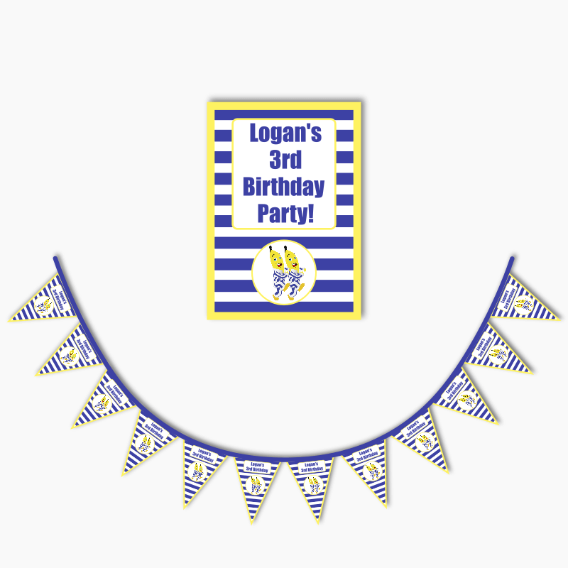 Personalised Bananas in Pyjamas Party Poster &amp; Bunting Combo