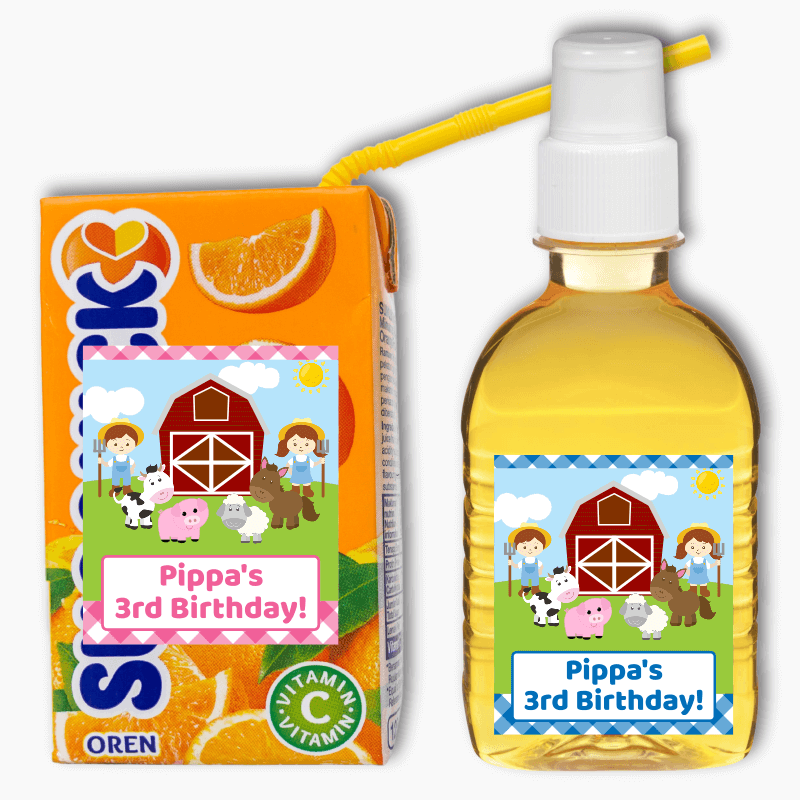 Barnyard Farm Animals Rectangle Favour Stickers