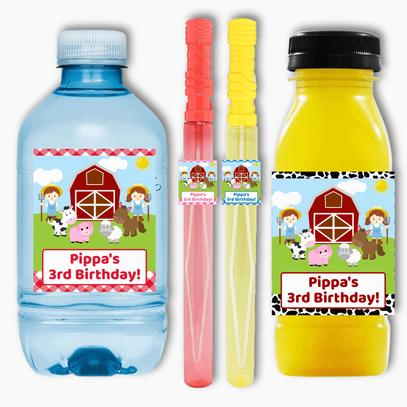 Barnyard Farm Animals Rectangle Favour Stickers