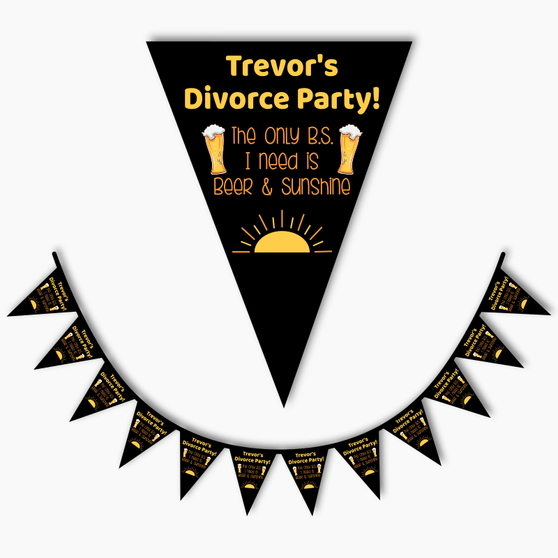 Personalised Beer &amp; Sunshine Divorce Party Flag Bunting