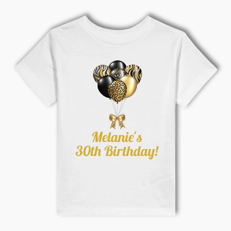 Personalised Black & Gold Balloons Party Adults T-Shirt