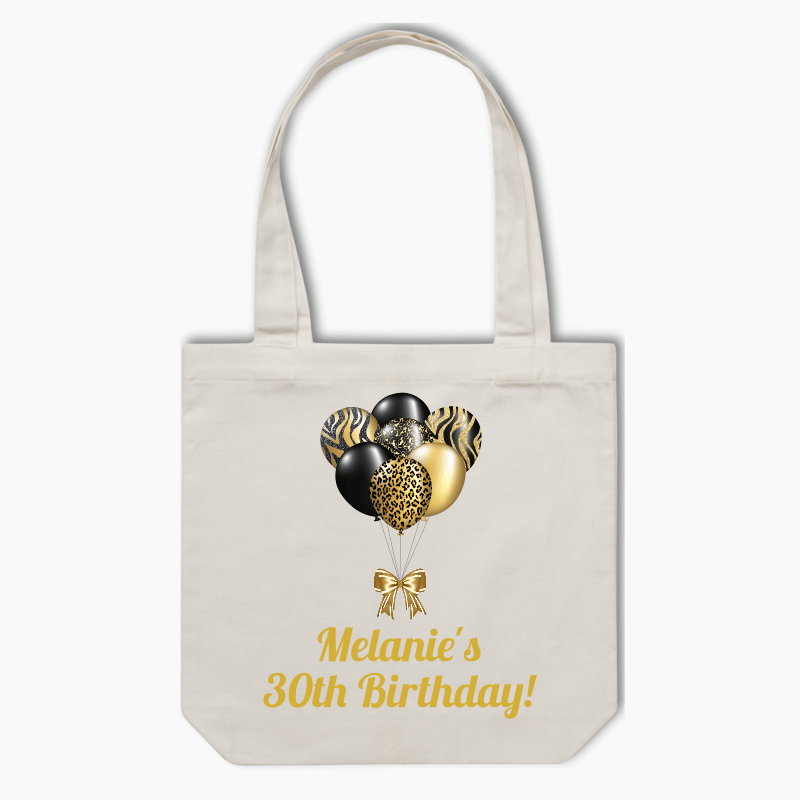 Personalised Black & Gold Balloons Party Tote Bag