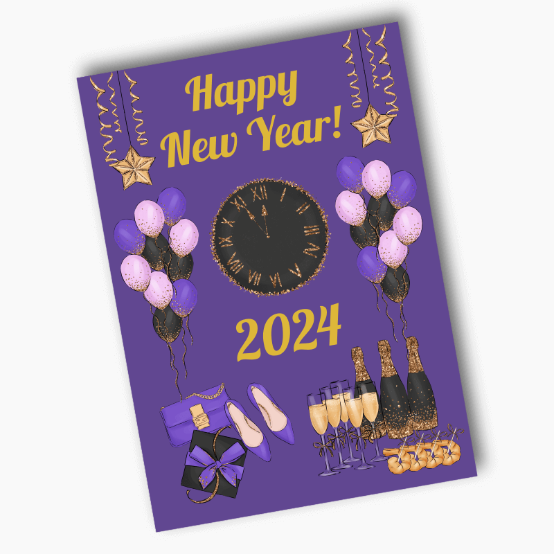 Purple, Black &amp; Gold New Years Party Posters