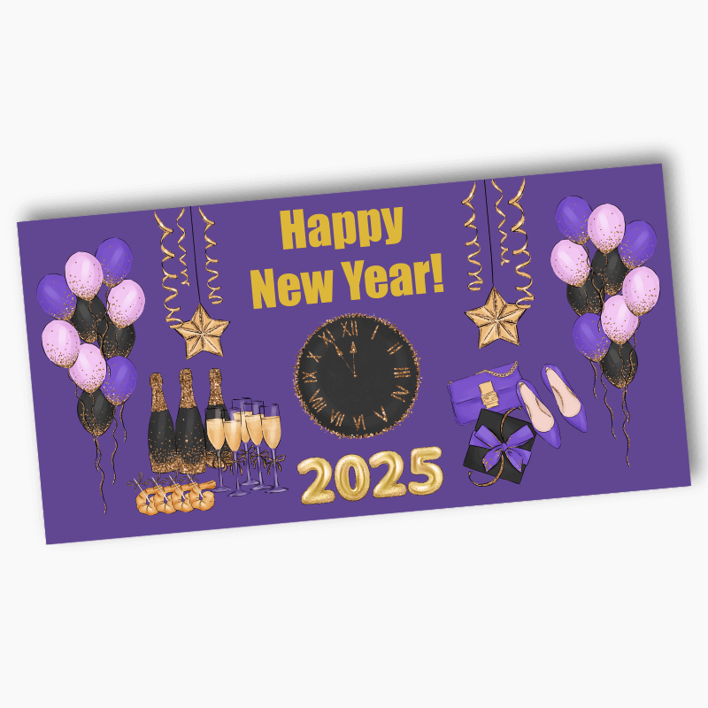 Purple, Black & Gold New Years Party Banners