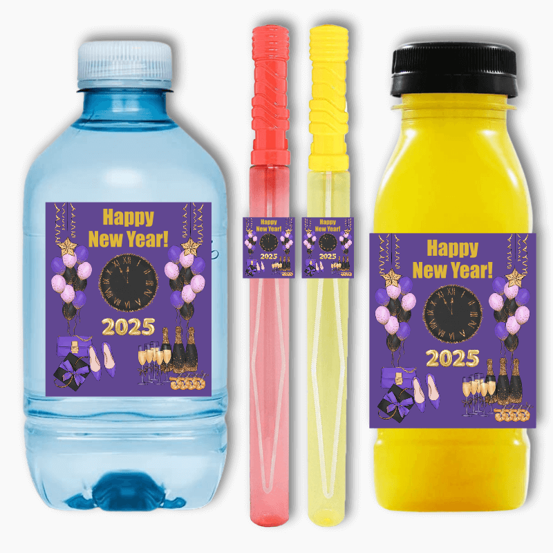 Purple, Black & Gold New Years Party Rectangle Stickers