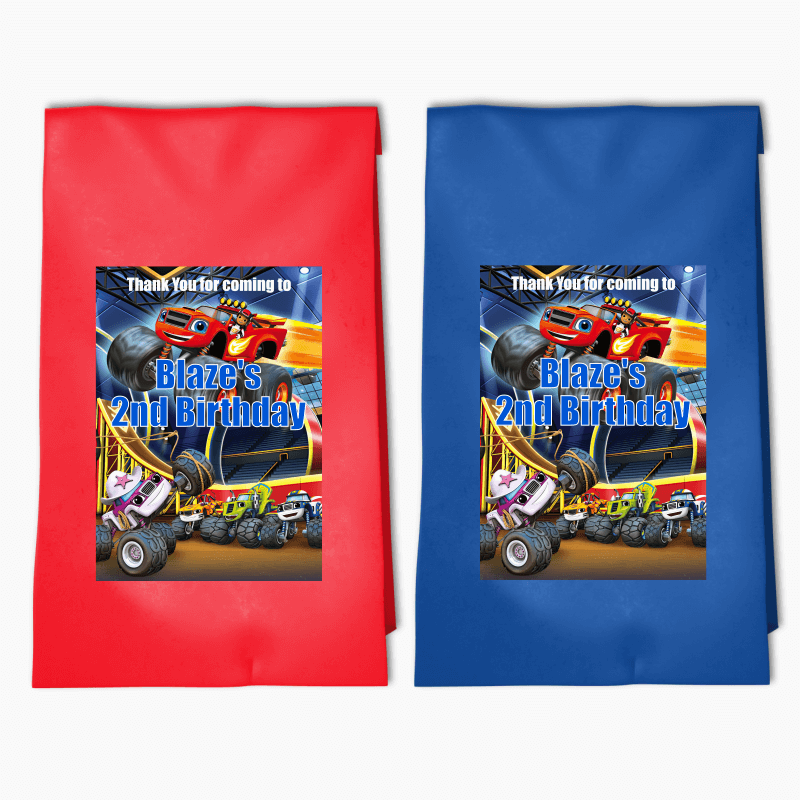 Personalised Blaze and the Monster Machines Party Bags &amp; Labels