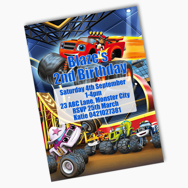 Personalised Blaze and the Monster Machines Party Invites