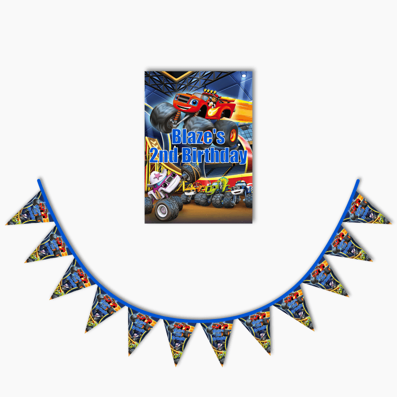 Personalised Blaze and the Monster Machines Poster &amp; Bunting Combo