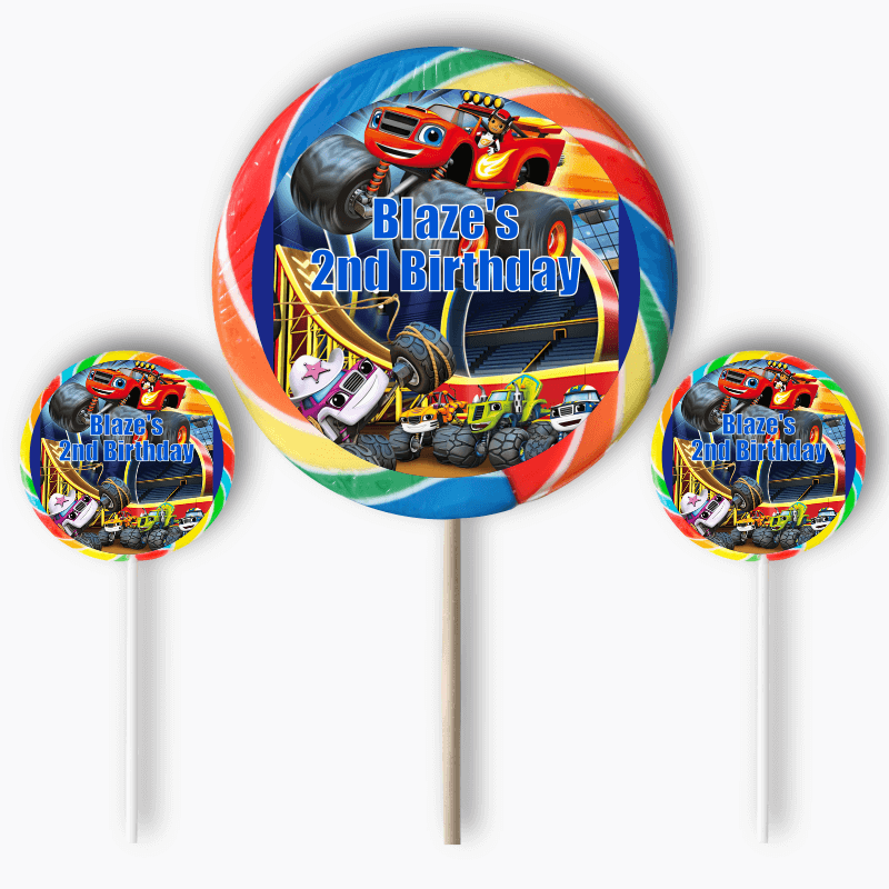 Personalised Blaze and the Monster Machines Party Round Stickers