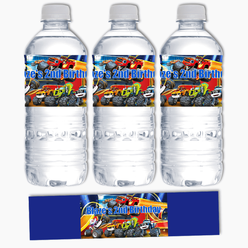 Personalised Blaze and the Monster Machines Party Water Labels