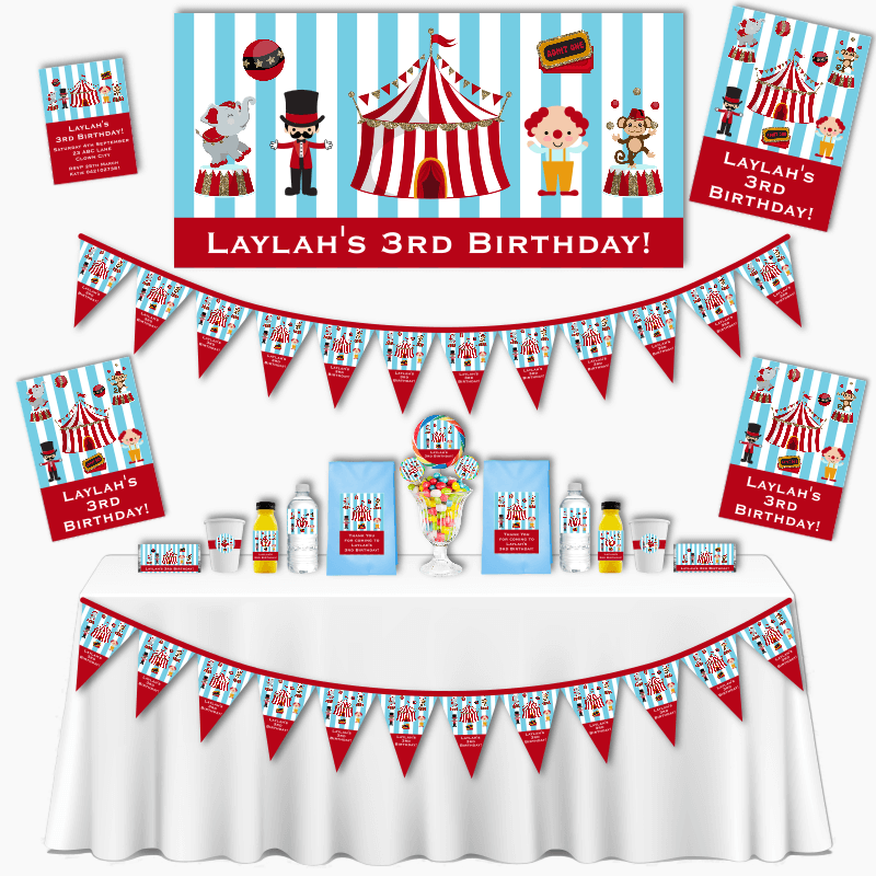 Personalised Blue Carnival Grand Birthday Party Pack