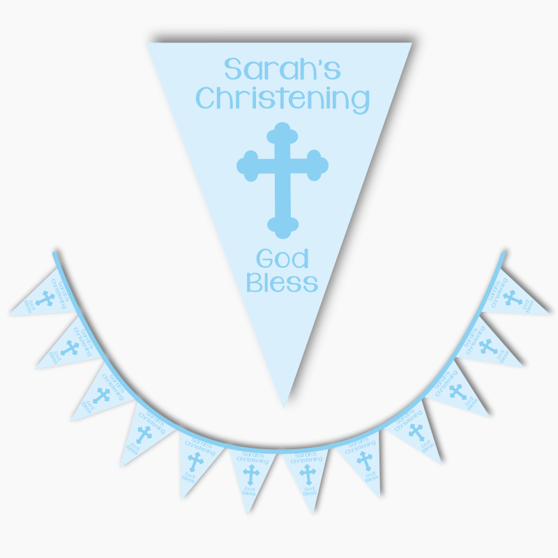 Personalised Blue Cross Christening Flag Bunting