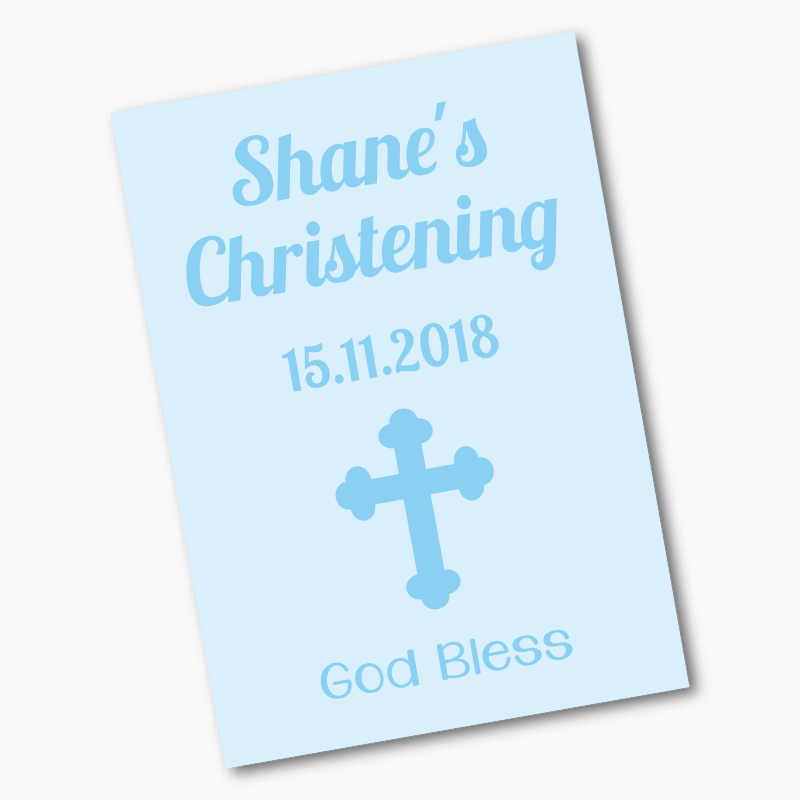 Personalised Blue Cross Christening Posters