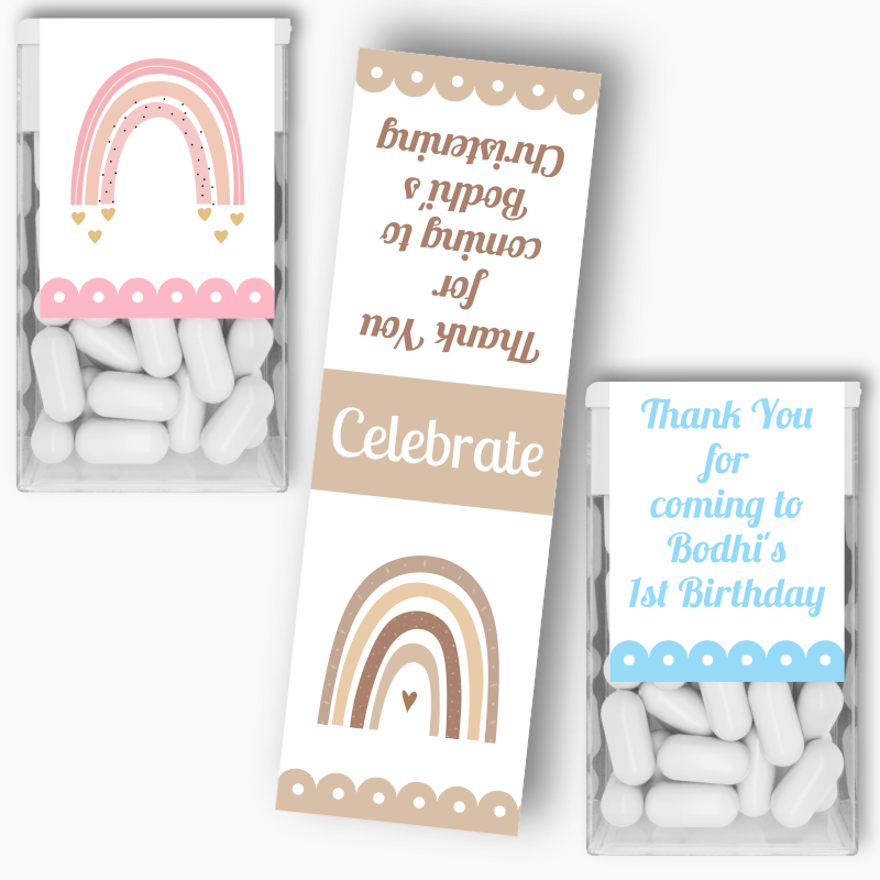 Personalised Boho Rainbow Party Tic Tac Labels