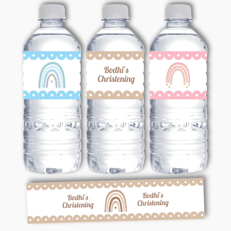 Personalised Boho Rainbow Party Water Labels