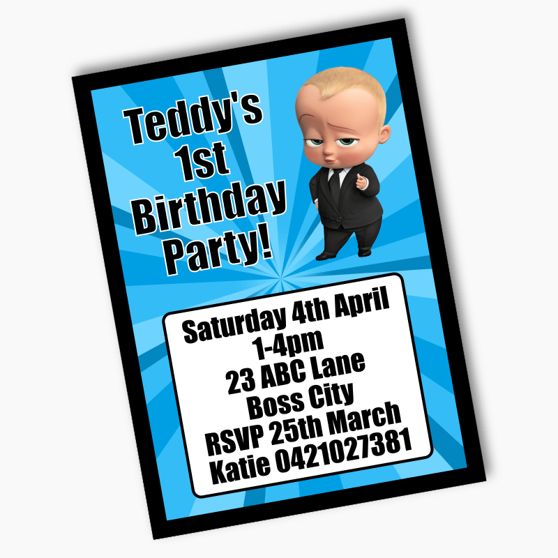 Personalised Boss Baby Birthday Party Invites