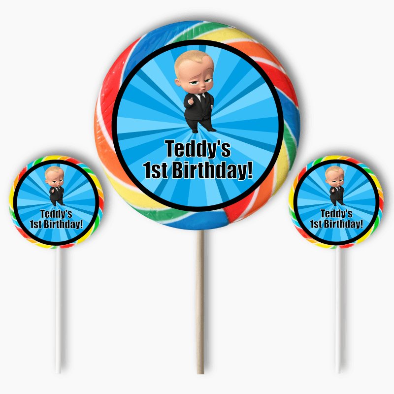 Personalised Boss Baby Birthday Party Round Stickers
