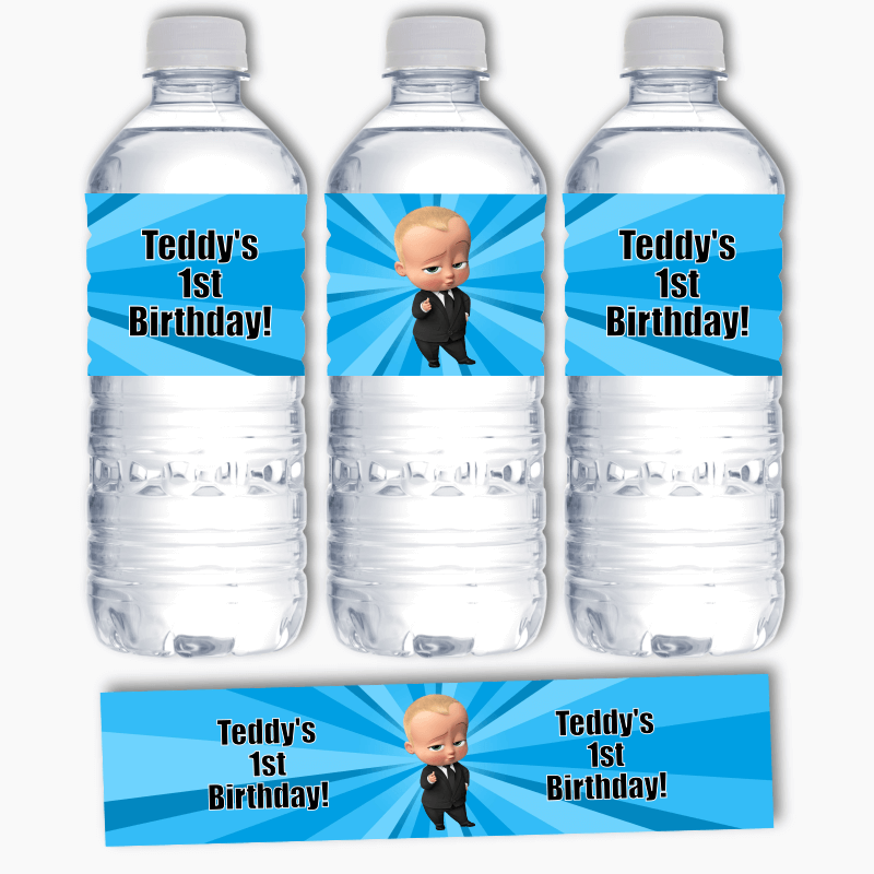 Personalised Boss Baby Birthday Party Water Bottle Labels