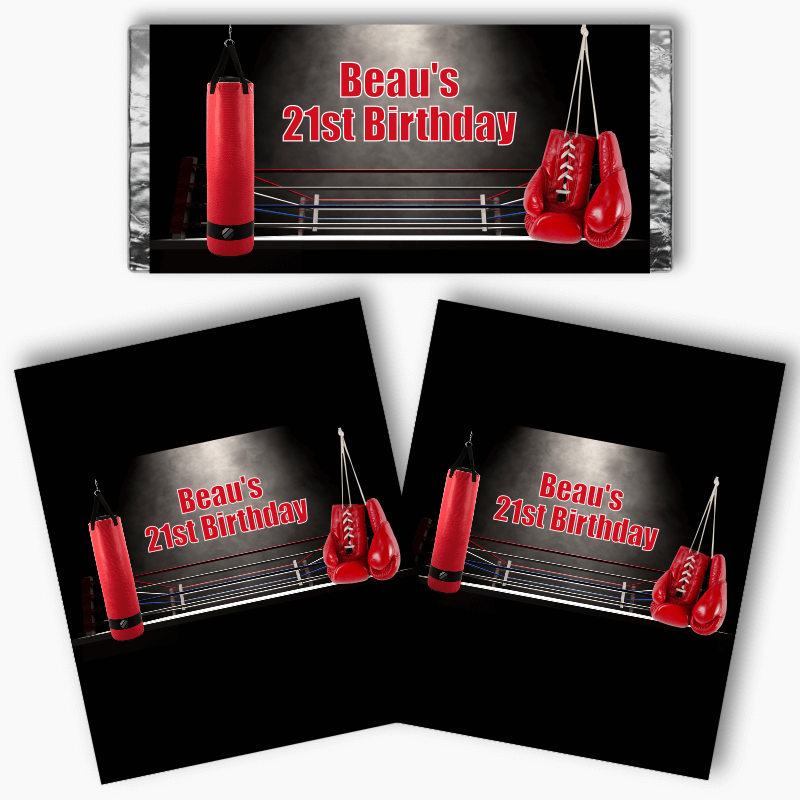 Personalised Boxing Party Mini Chocolate Labels