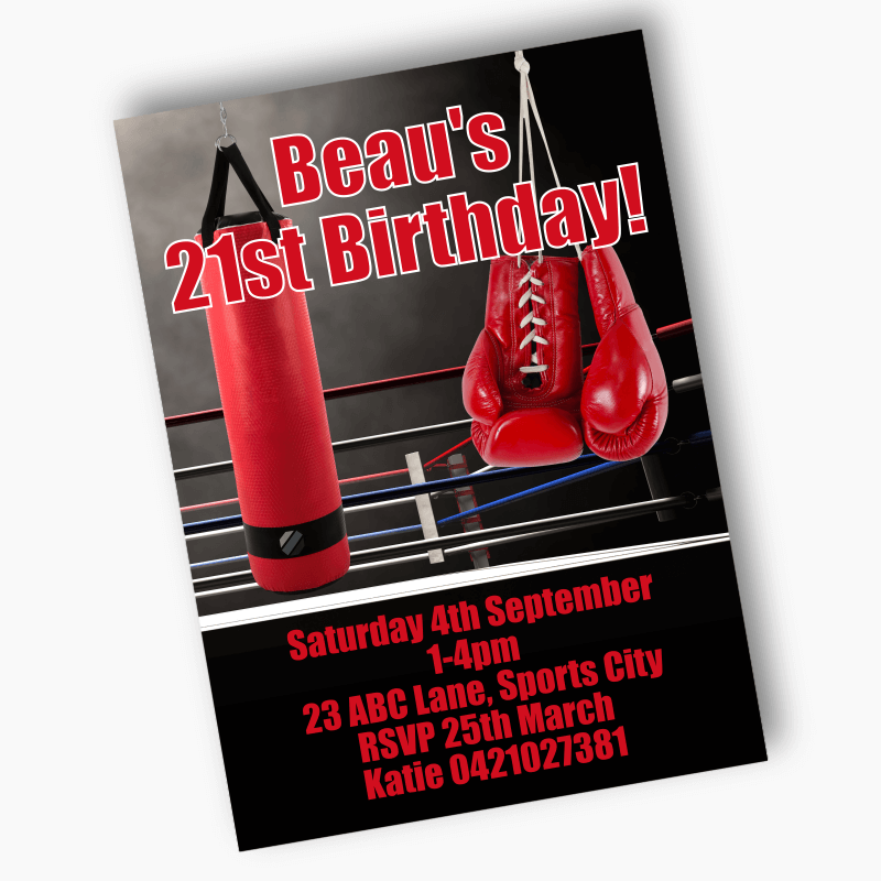 Boxing Event Invite Awesome Boxing Birthday Party Invites - Printed & Posted! - Katie J ...