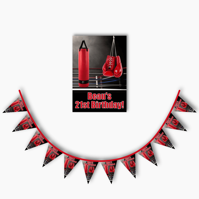Personalised Boxing Party Poster &amp; Bunting Combo
