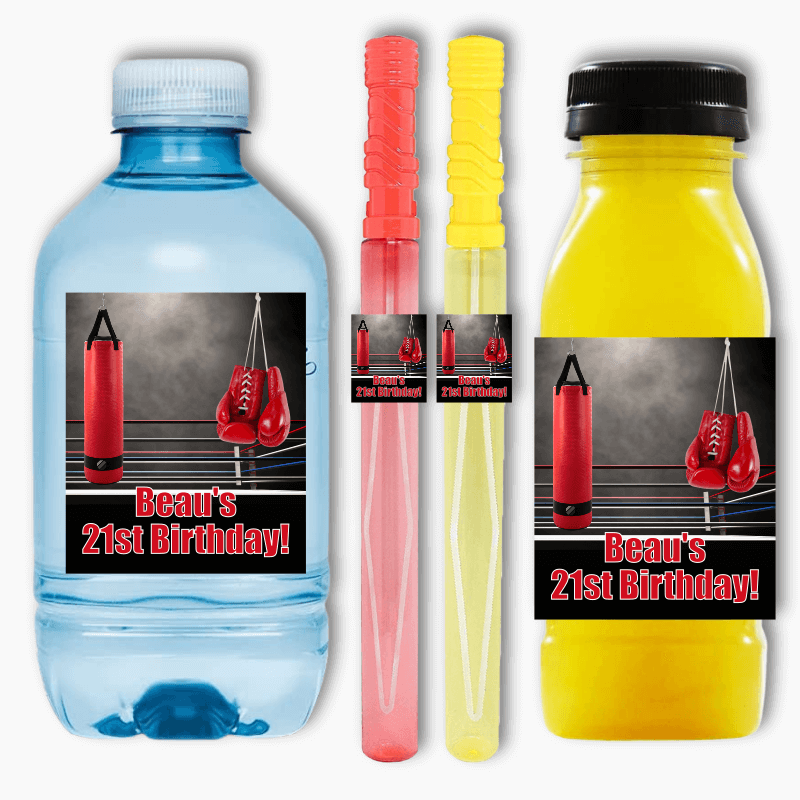 Boxing Birthday Party Rectangle Favour Stickers