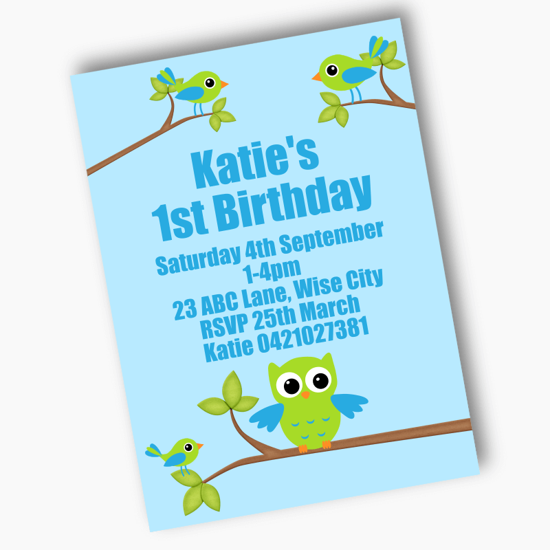 Boys Birds & Owl Party Invites