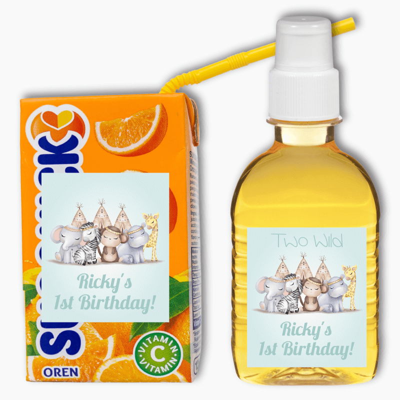 Boys Boho Jungle Animals Rectangle Favour Stickers