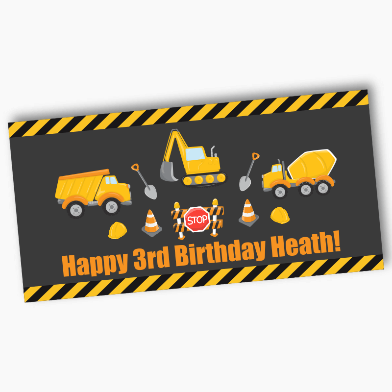 Boys Construction Birthday Party Banner