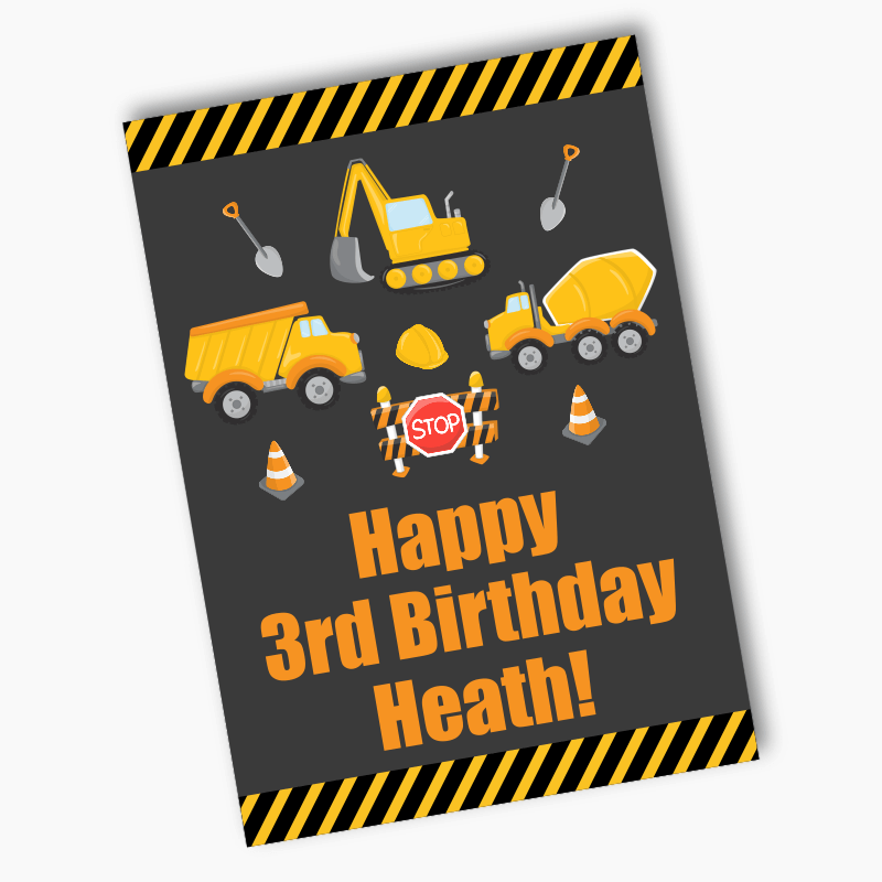 Boys Construction Birthday Party Poster
