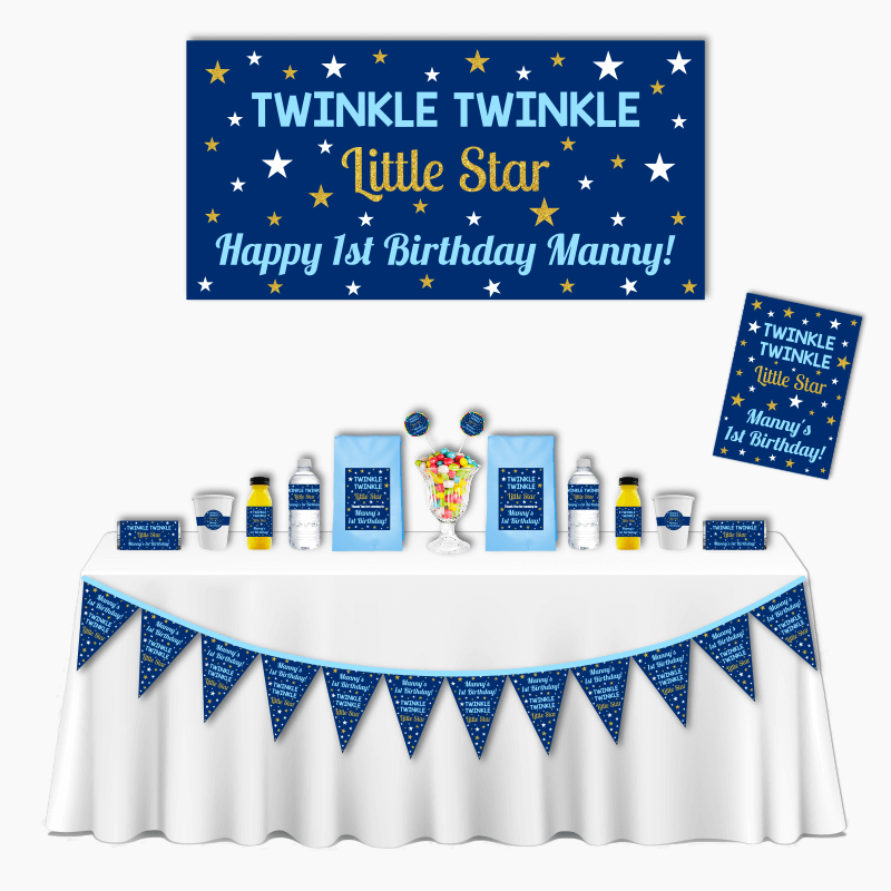 Personalised Boys Twinkle Twinkle Deluxe Birthday Party Pack
