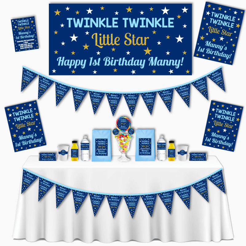 Personalised Boys Twinkle Twinkle Grand Birthday Party Pack