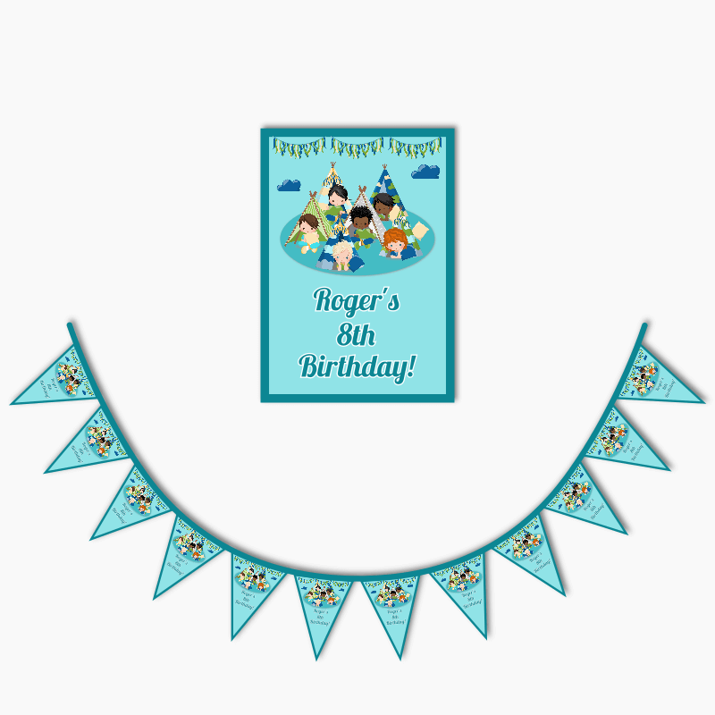 Personalised Boys Slumber Party Poster &amp; Bunting Combo